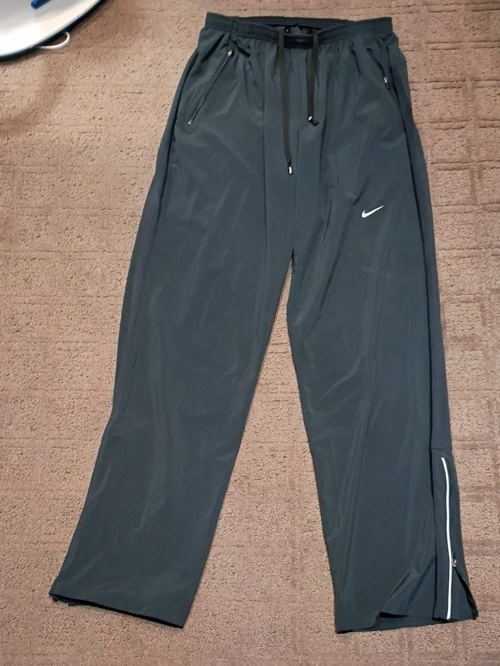 Nike Men's Black Athletic Track Pants with Zip Ankles
